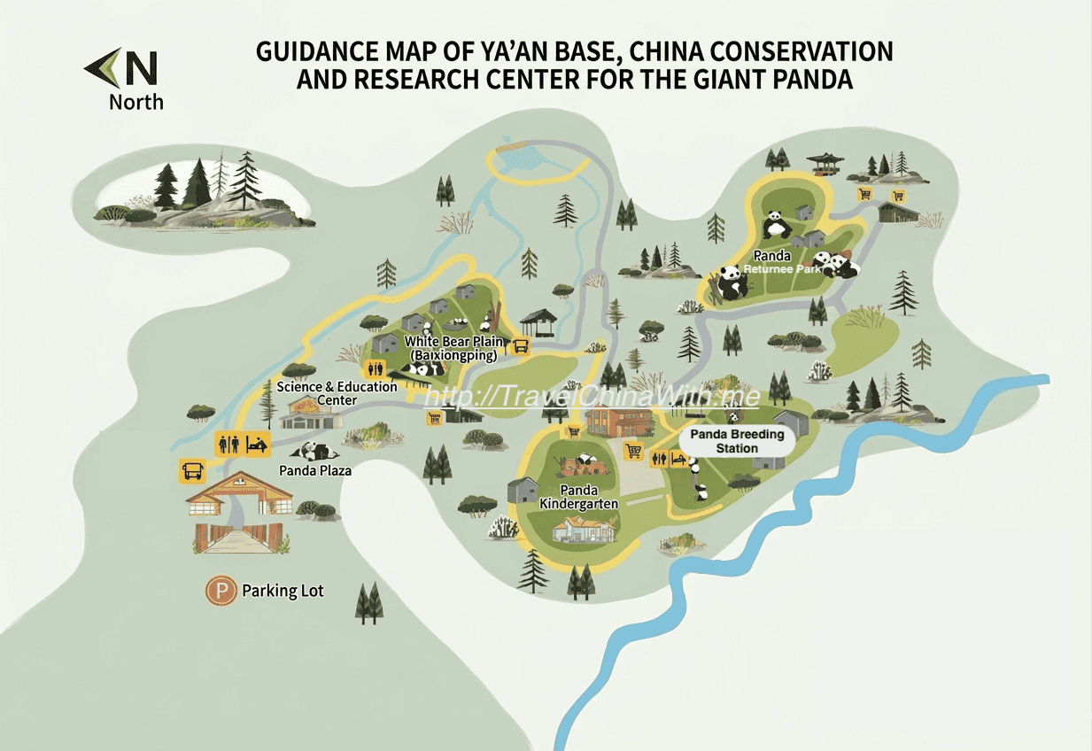 Ya'An Bifengxia Panda Base - Tourist Map