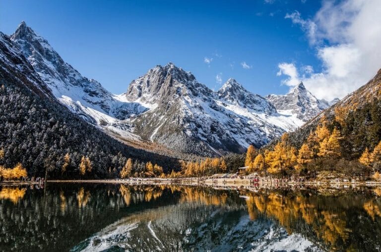 Bipenggou Valley: Aio Guide From Ticket To Trail 1 Snowy Mountains Reflecting In Lake