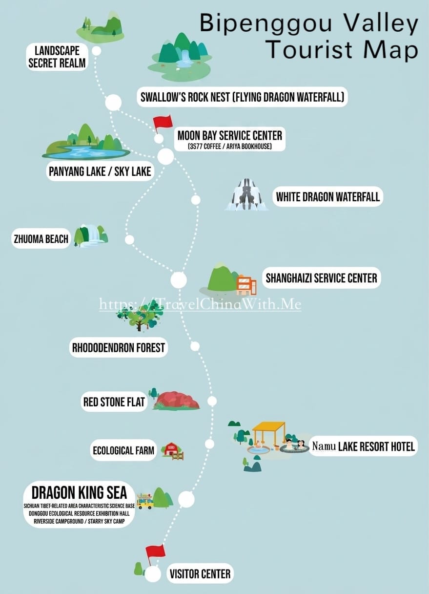 Bipenggou Valley: Aio Guide From Ticket To Trail 3 Bipenggou Valley Tourist Map