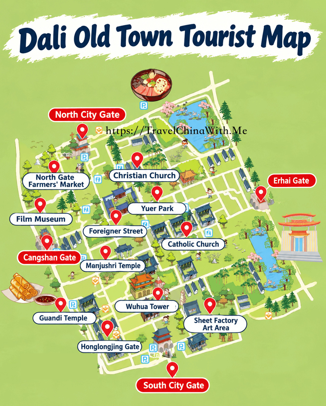 Dali Old Town: Tickets, Layout &Amp; What To Skip 3 Dali Old Town Tourist Map