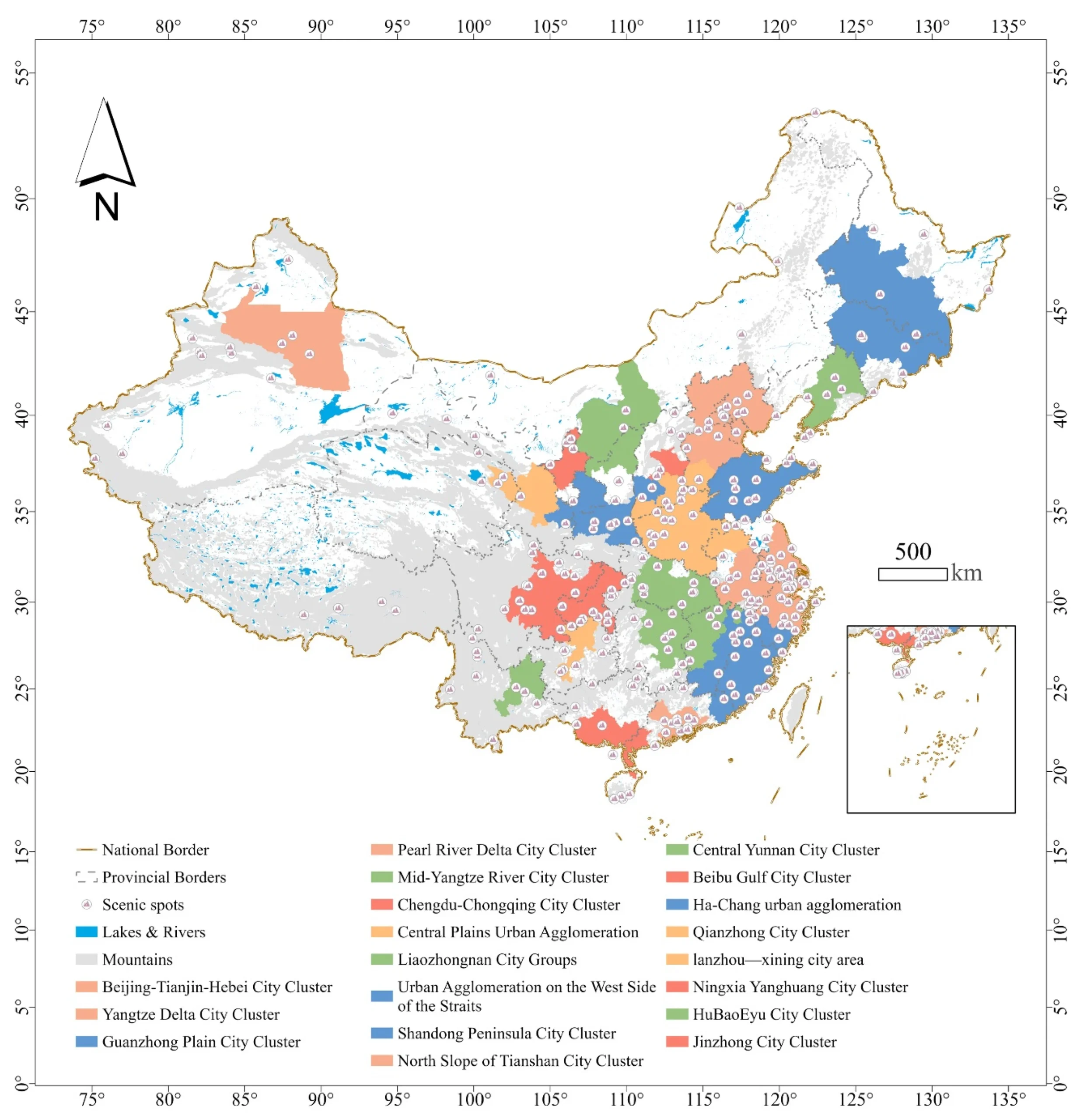 Distribution Of 5A Scenic Areas In China