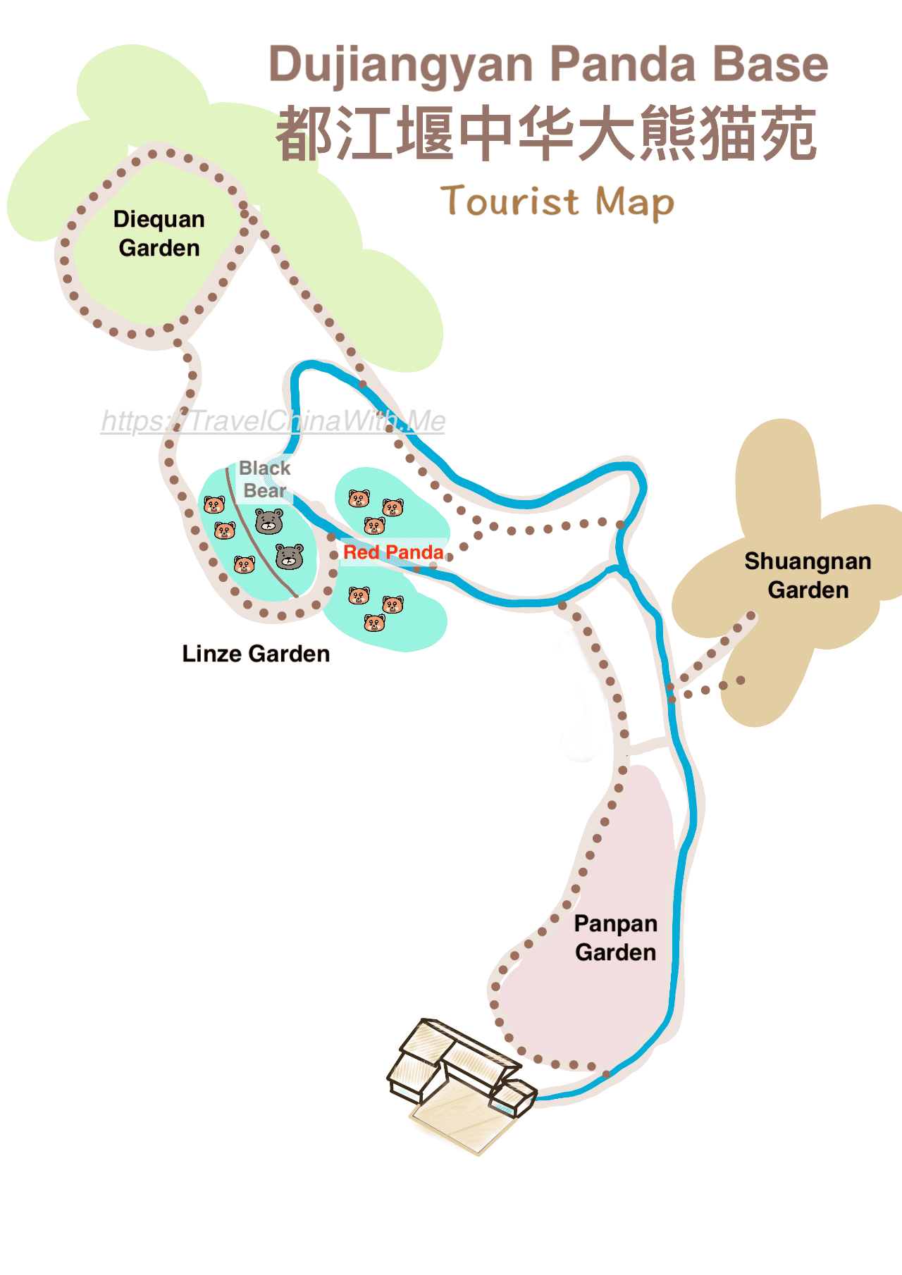 Dujiangyan Panda Base (China Giant Panda Garden): Visitor Guide 4 Dujiangyan Panda Base - Tourist Map