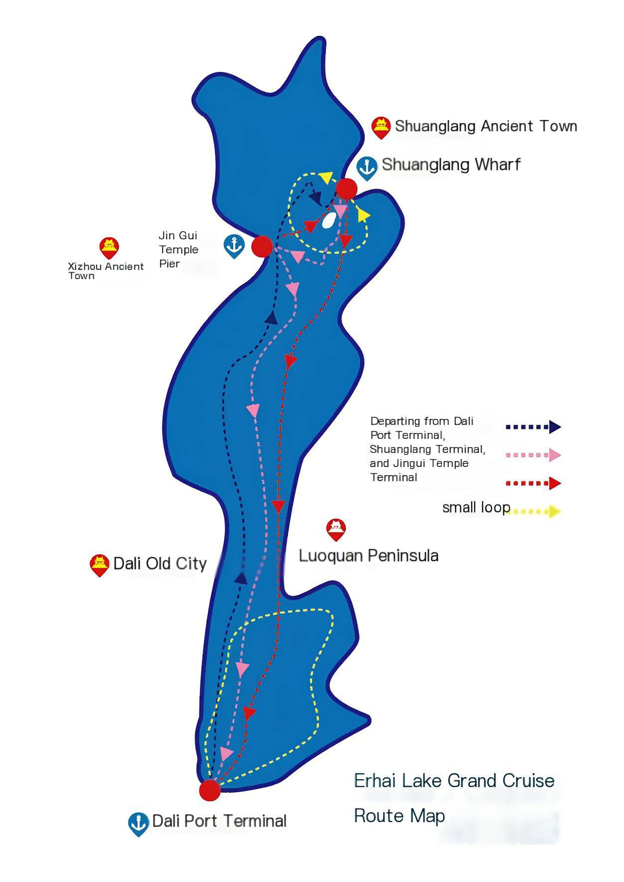 Erhai Lake Cruise Guide: Everything You Need For Your Adventure 6 Erhai Lake Grand Cruise Route Map