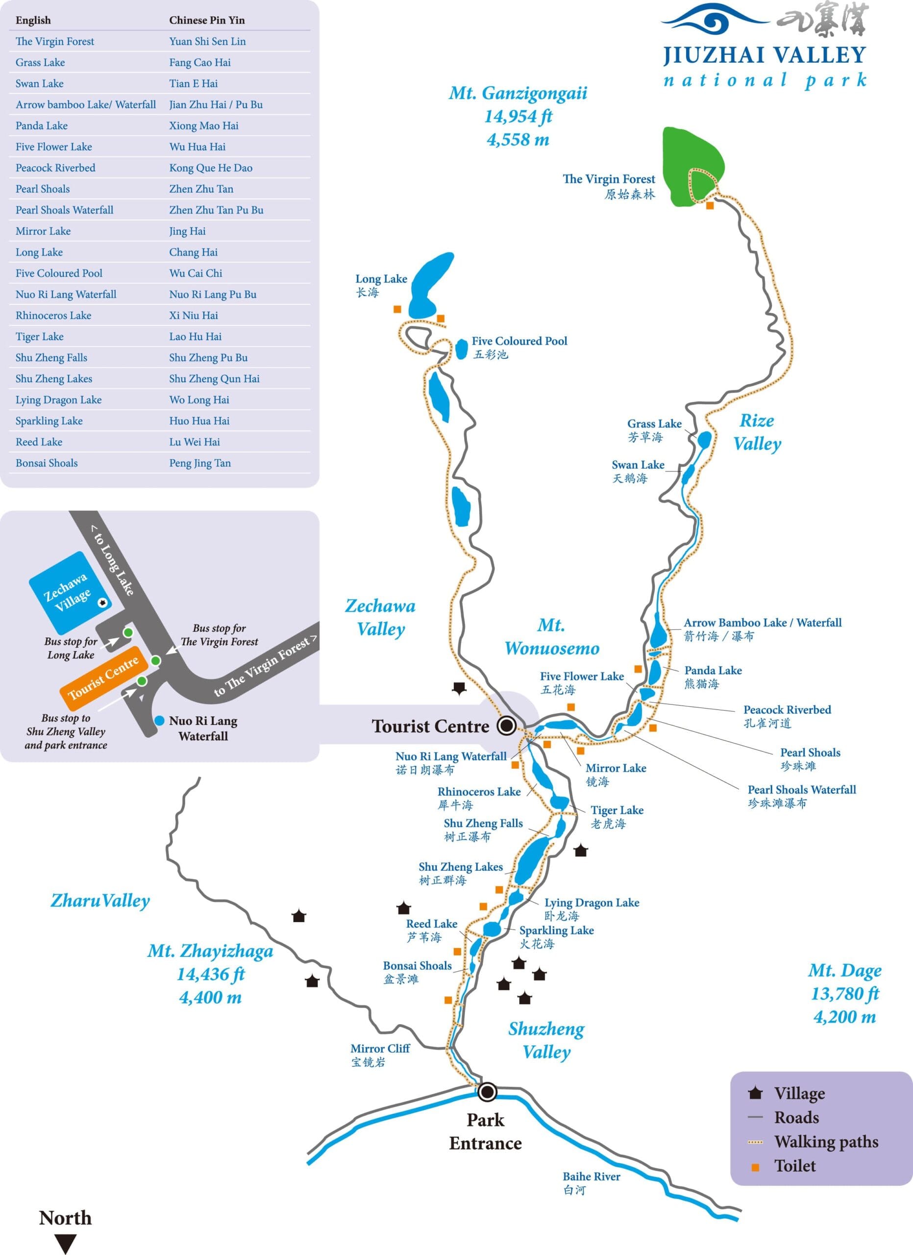 Jiuzhaigou - Visitor Map