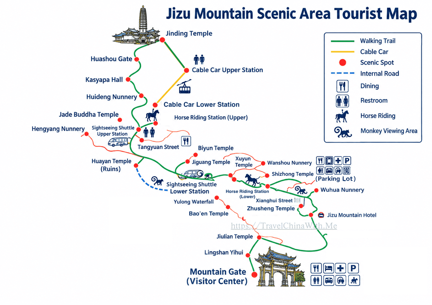 Jizu Mountain Travel Guide: Cable Car, Temples And Day Trips From Dali 8 Jizu Mountain Tourist Map