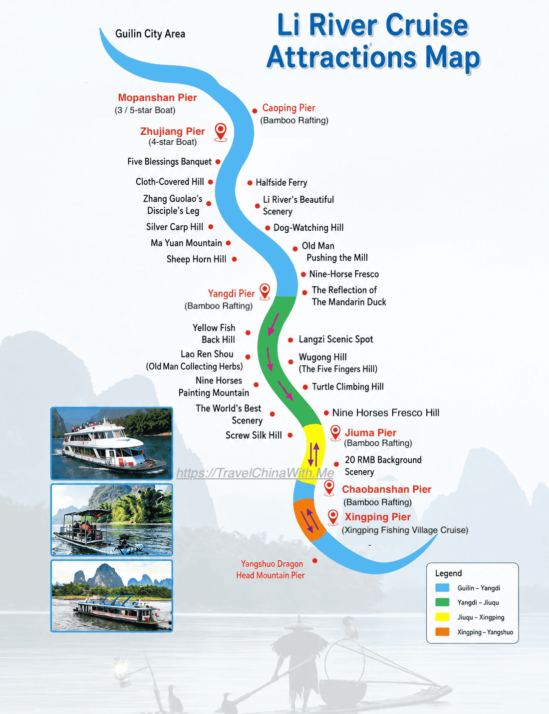 Li River Cruise Guide: Ships, Prices, Piers &Amp; Pitfalls 5 Li River Cruise Map