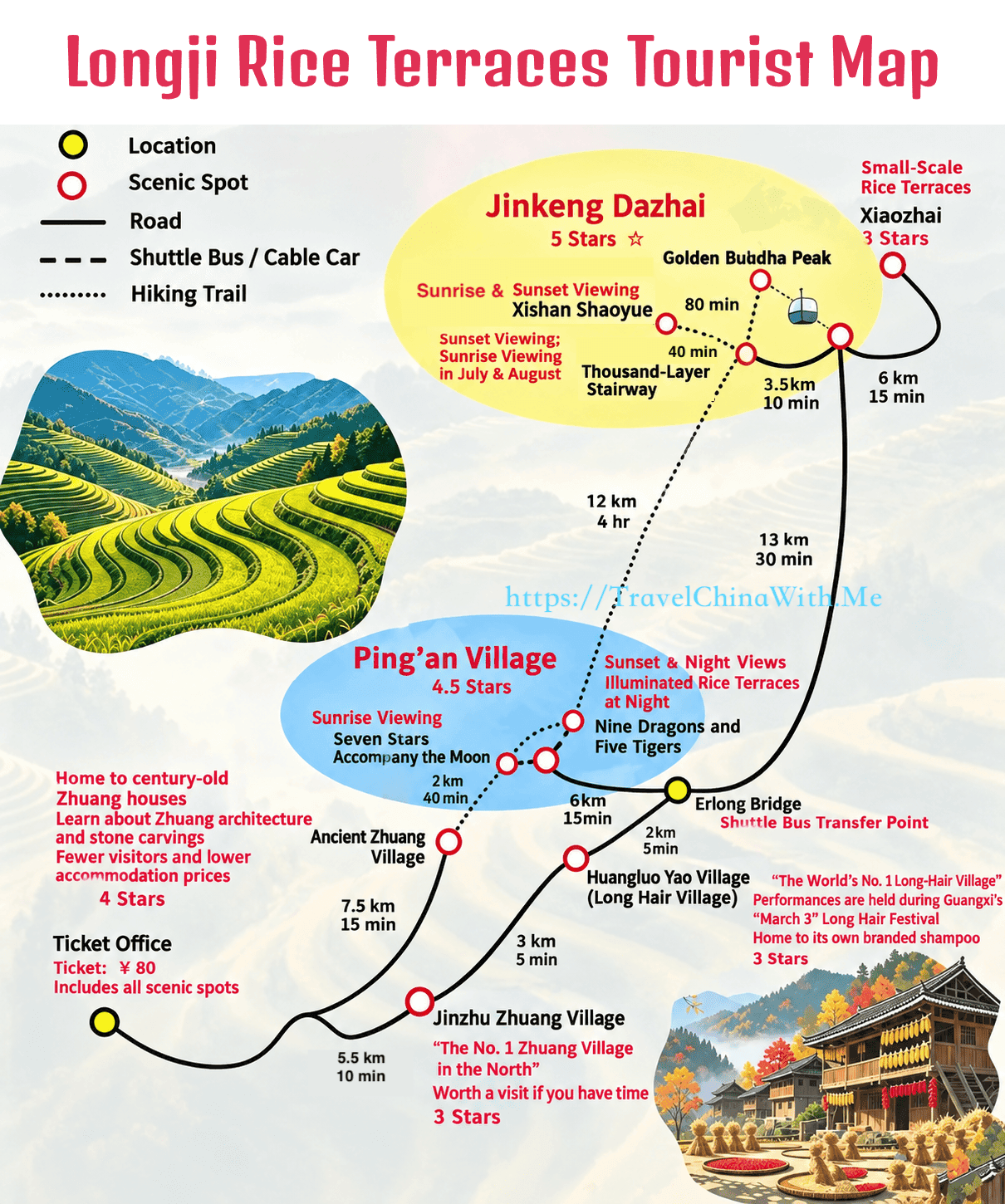 Longji Rice Terraces: The Complete Guide To Ping'An, Dazhai, And Longji Ancient Zhuang Village 3 Longji Rice Terraces Tourist Map