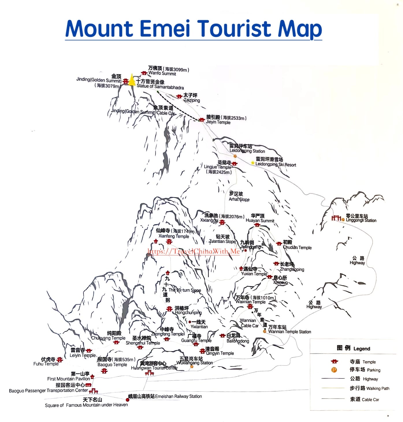 Mount Emei Travel Guide: Tickets, Fees &Amp; All Routes 17 Mount Emei Tourist Map
