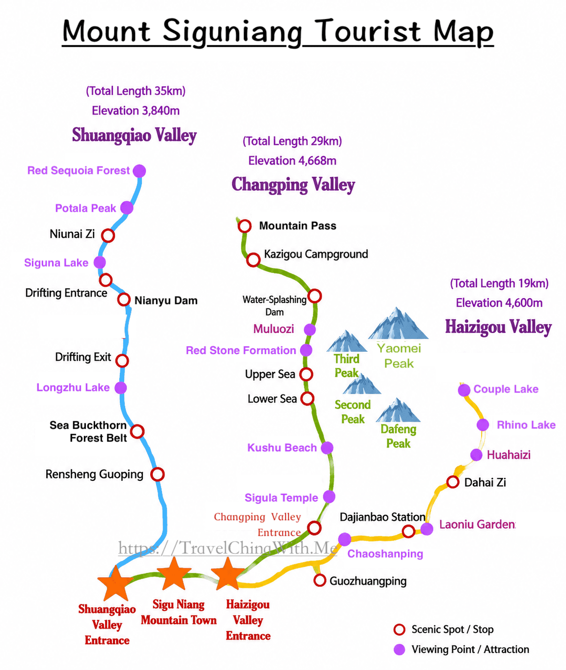 Mount Siguniang Tourist Map