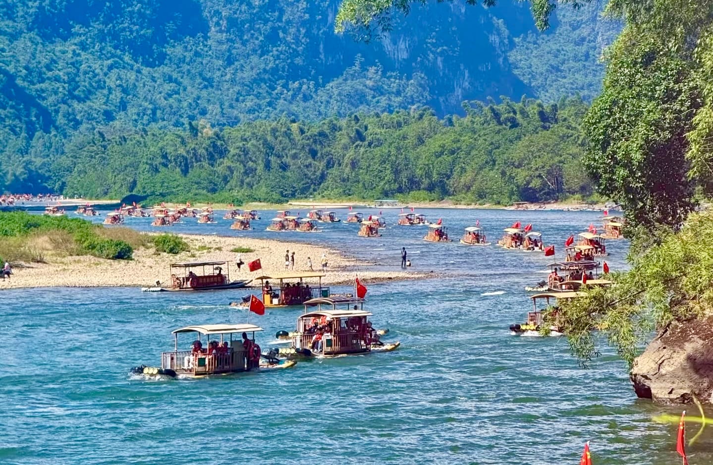 Li River Cruise Vs Bamboo Rafting: An Operator'S Honest Take 10 Rafts On A Scenic River Landscape