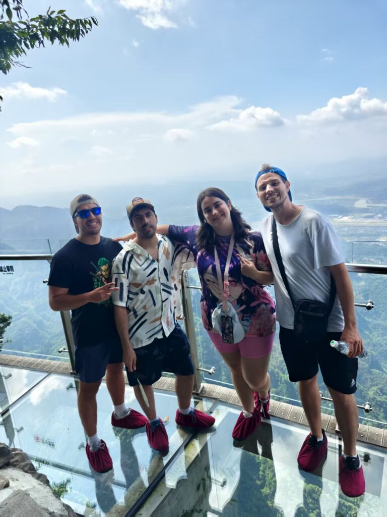 Spanish Guest Paloma And Her Friends At The Tianmen Mountain Glass Skywalk In Zhangjiajie, July 2025.