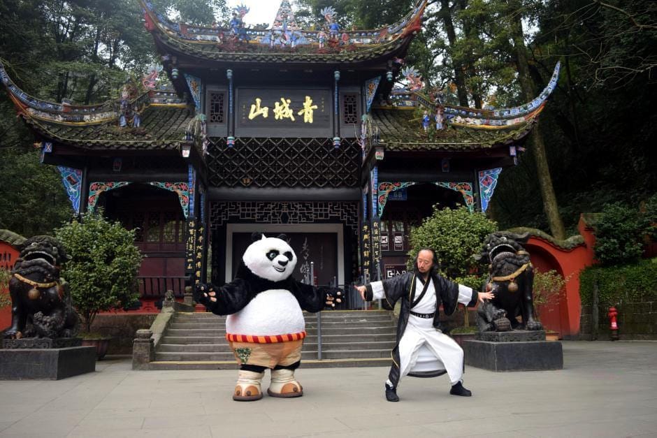 Mount Qingcheng: Front &Amp; Back Mountain, Tickets &Amp; Routes 3 On January 6, 2026, The Production Team Of Kung Fu Panda 3 Visited Qingcheng Mountain With Panda Po, The Film’s Main Character, To Learn Qingcheng Tai Chi From Liu Suibin, The Head Of The Qingcheng School. After Rigorous Training, Po Received His Master’s Approval. Photo By Zhong Xin, China News Service.
