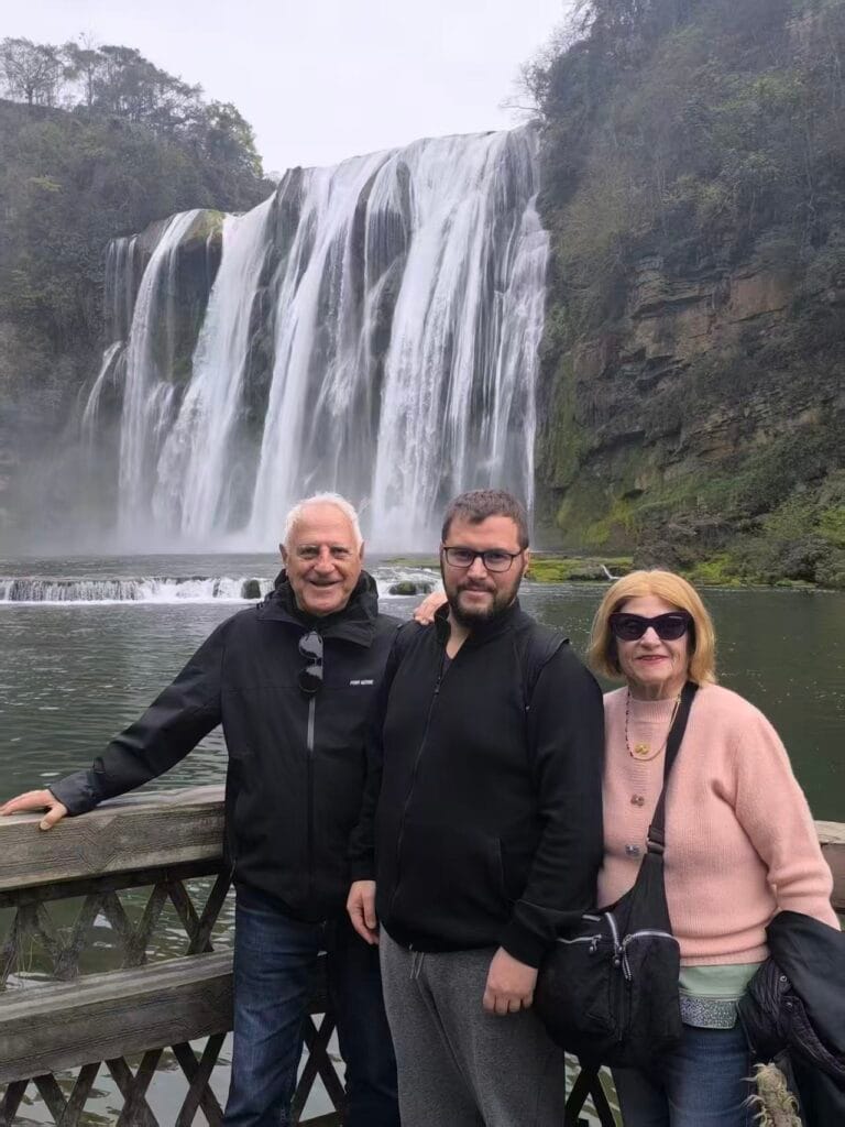Shalev Family From Israel At Huangguoshu Waterfall, Guizhou, Mar 2026
