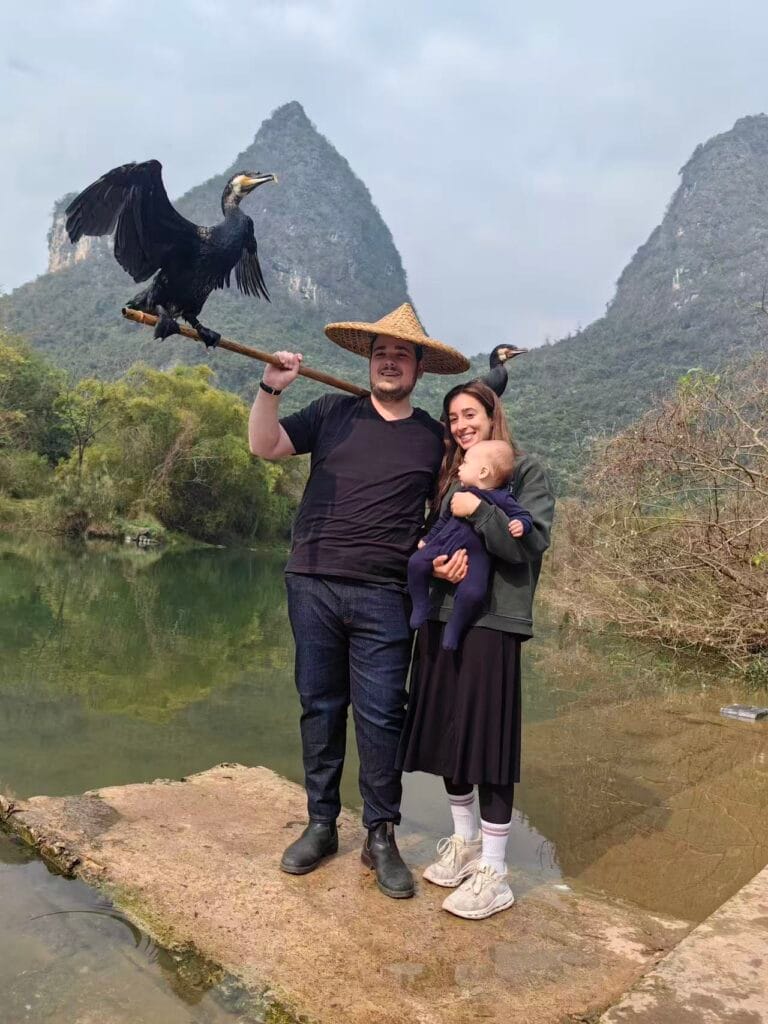 Shalom Family From America Beside Li River, Mar 2026