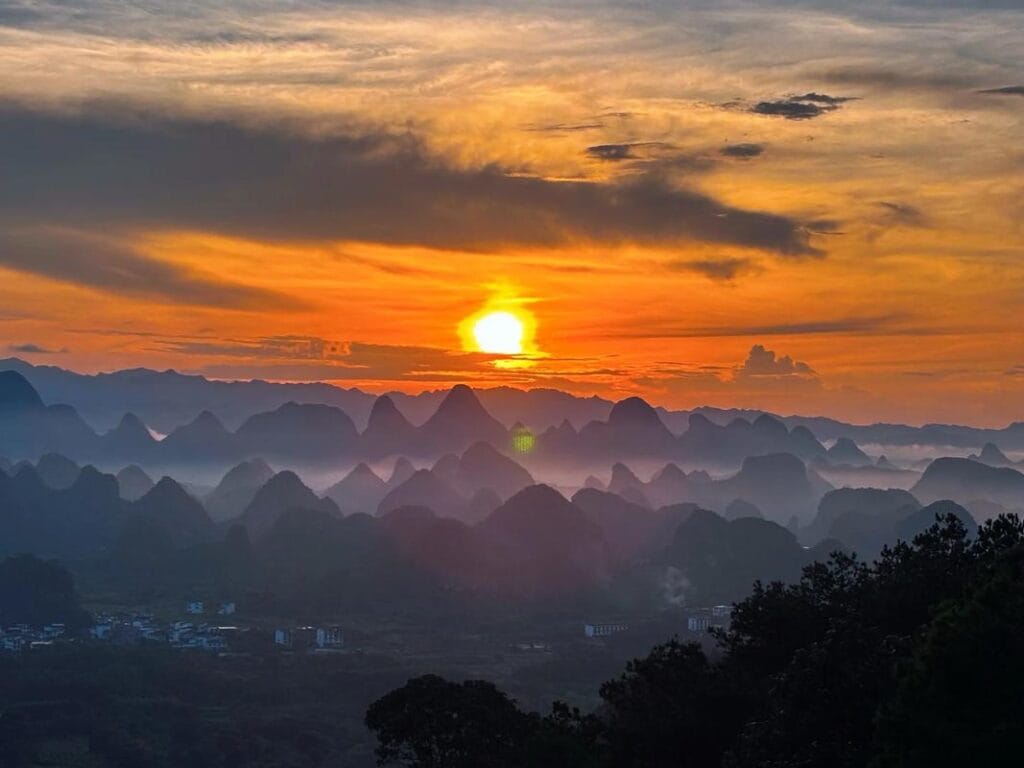 Sunset At A Thousand Li Of Rivers And Mountains