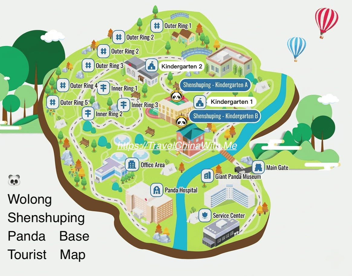 Wolong Shenshuping Panda Base - Tourist Map