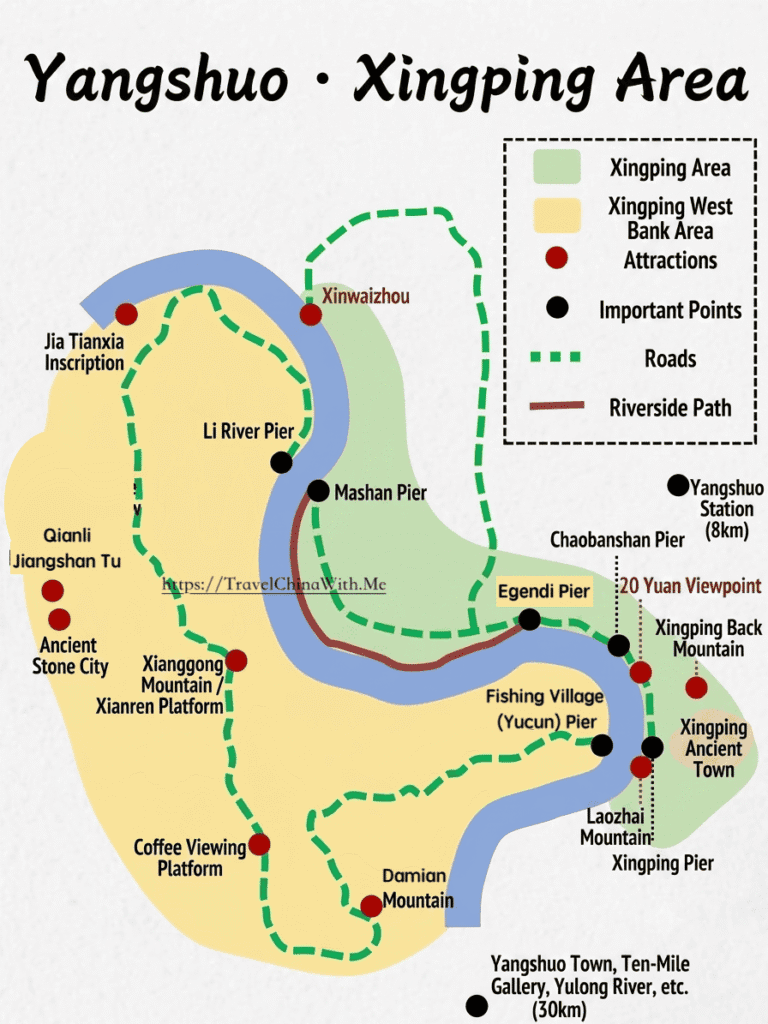 Xingping Travel Guide: Both Riverbanks, Ferries &Amp; What To Do 3 Xingping Tourist Map