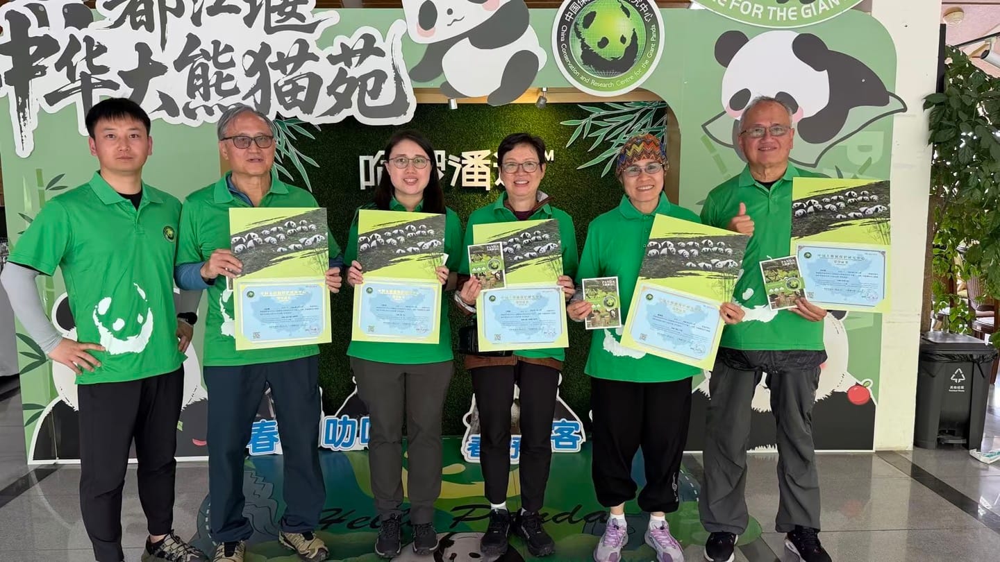 Hong Kong Tourists Receiving Their Certificates After Completing The Panda Volunteer Program At The Dujiangyan Panda Base.